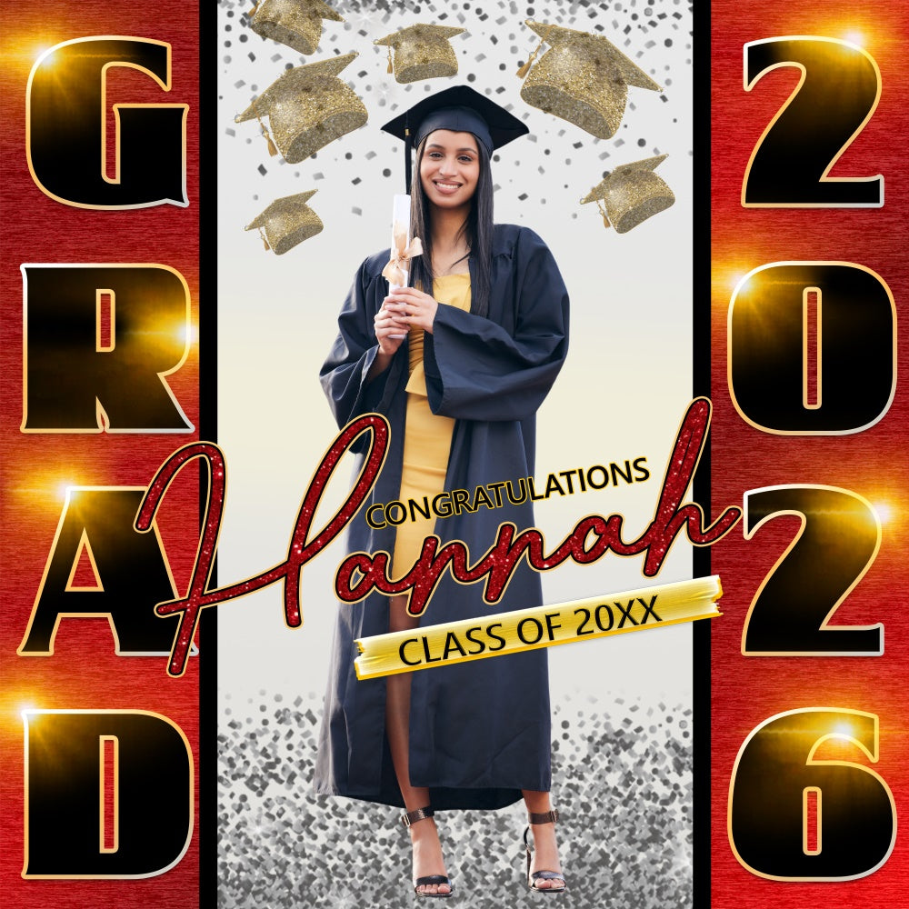 2025 Graduation Backdrop Radiant Red Custom Party Graduation Backdrop UK BRP6-166