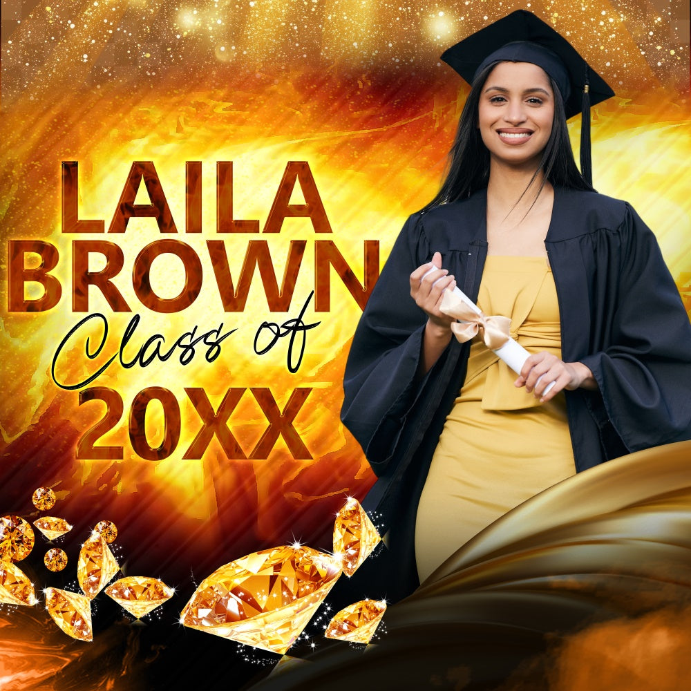 2025 Graduation Backdrop Flame Gold Customized Party Graduation Backdrop UK BRP6-184