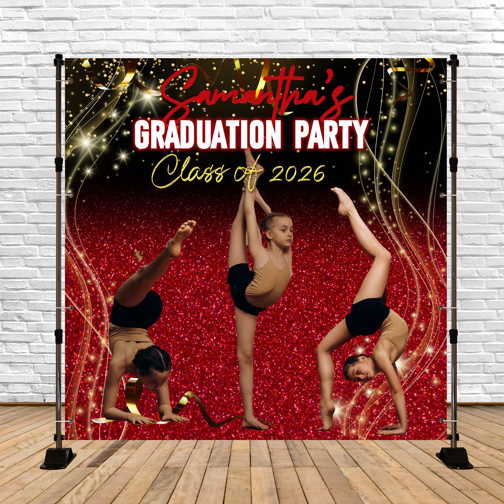 Custom Graduation Backdrops Gym Star Shine Party Graduation Backdrop UK BRP6-186