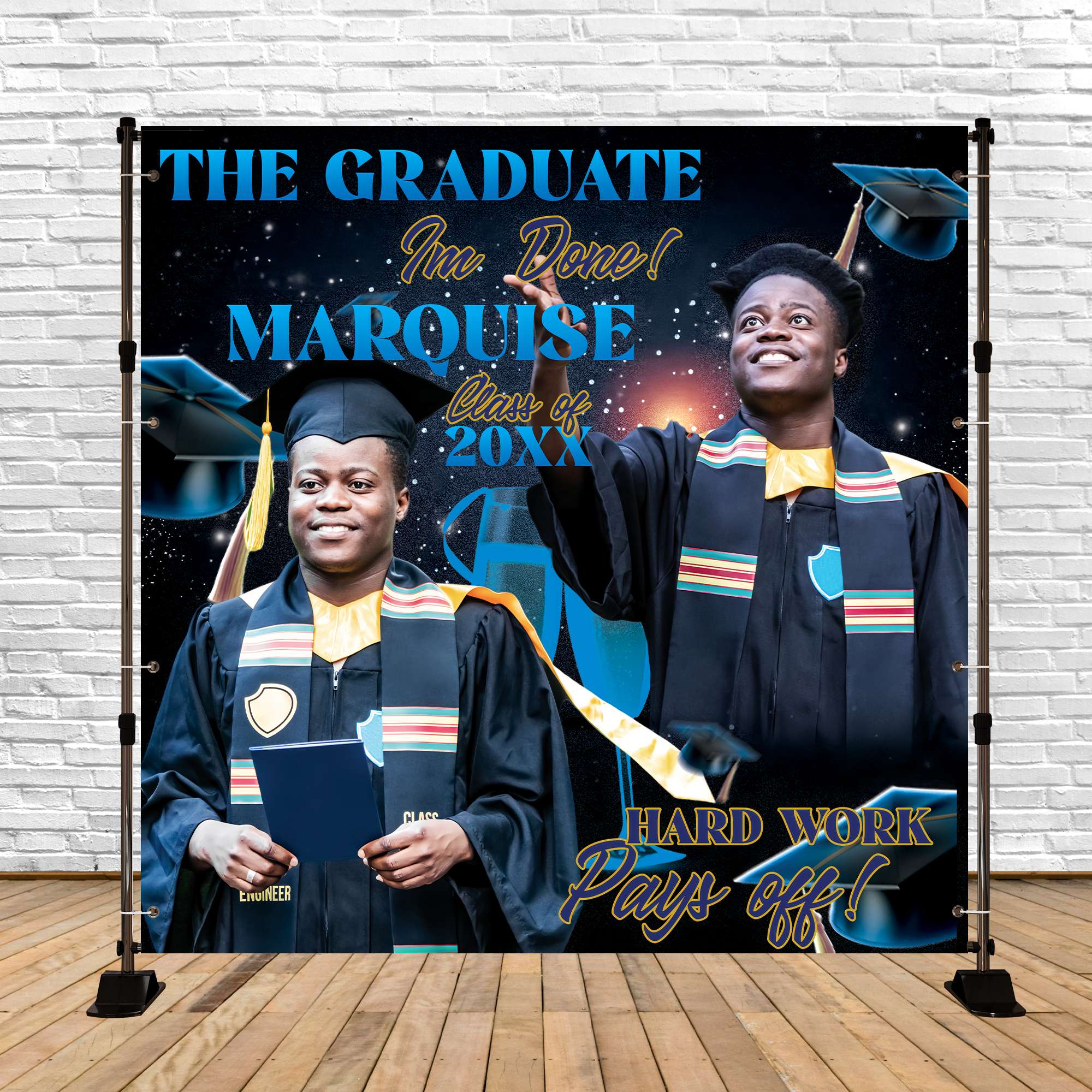 Customized Graduation Backdrop Midnight Galaxy Party Graduation Backdrop UK BRP6-192