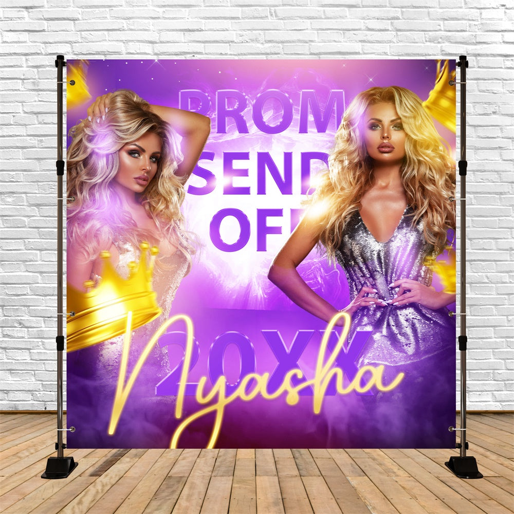 Prom Backdrop Ideas Glowing Crown Customized Party Graduation Backdrop UK BRP6-195