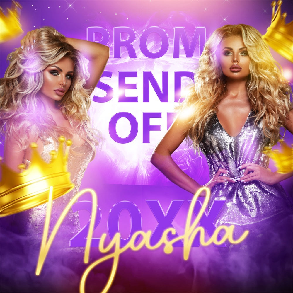 Prom Backdrop Ideas Glowing Crown Customized Party Graduation Backdrop UK BRP6-195