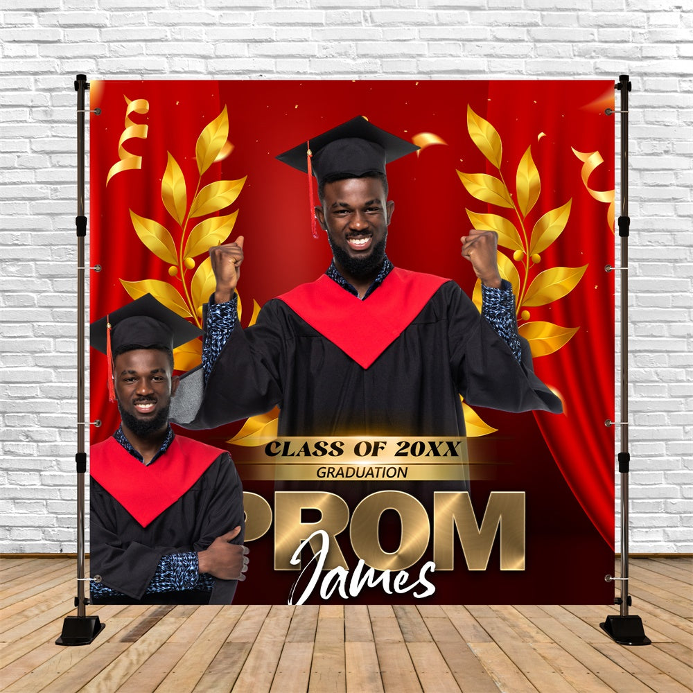 Prom Backdrops Golden Laurel Personalized Party Graduation Backdrop UK BRP6-196