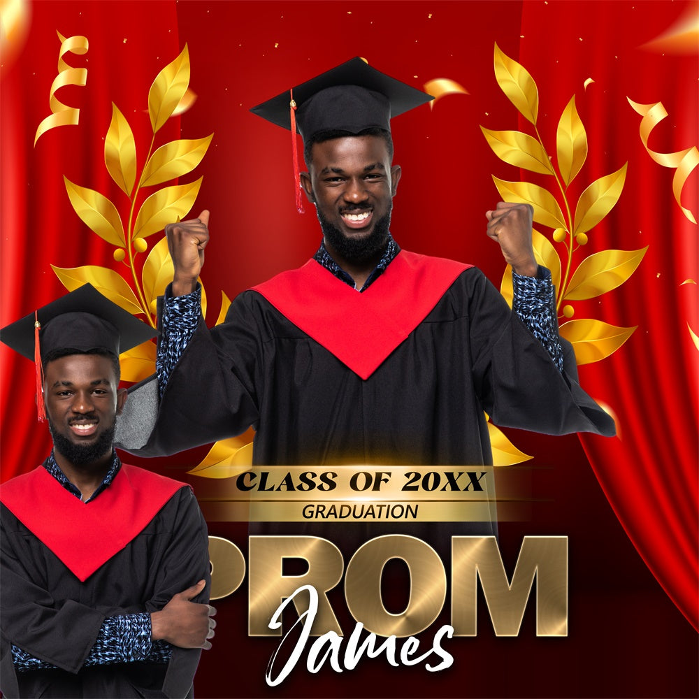 Prom Backdrops Golden Laurel Personalized Party Graduation Backdrop UK BRP6-196