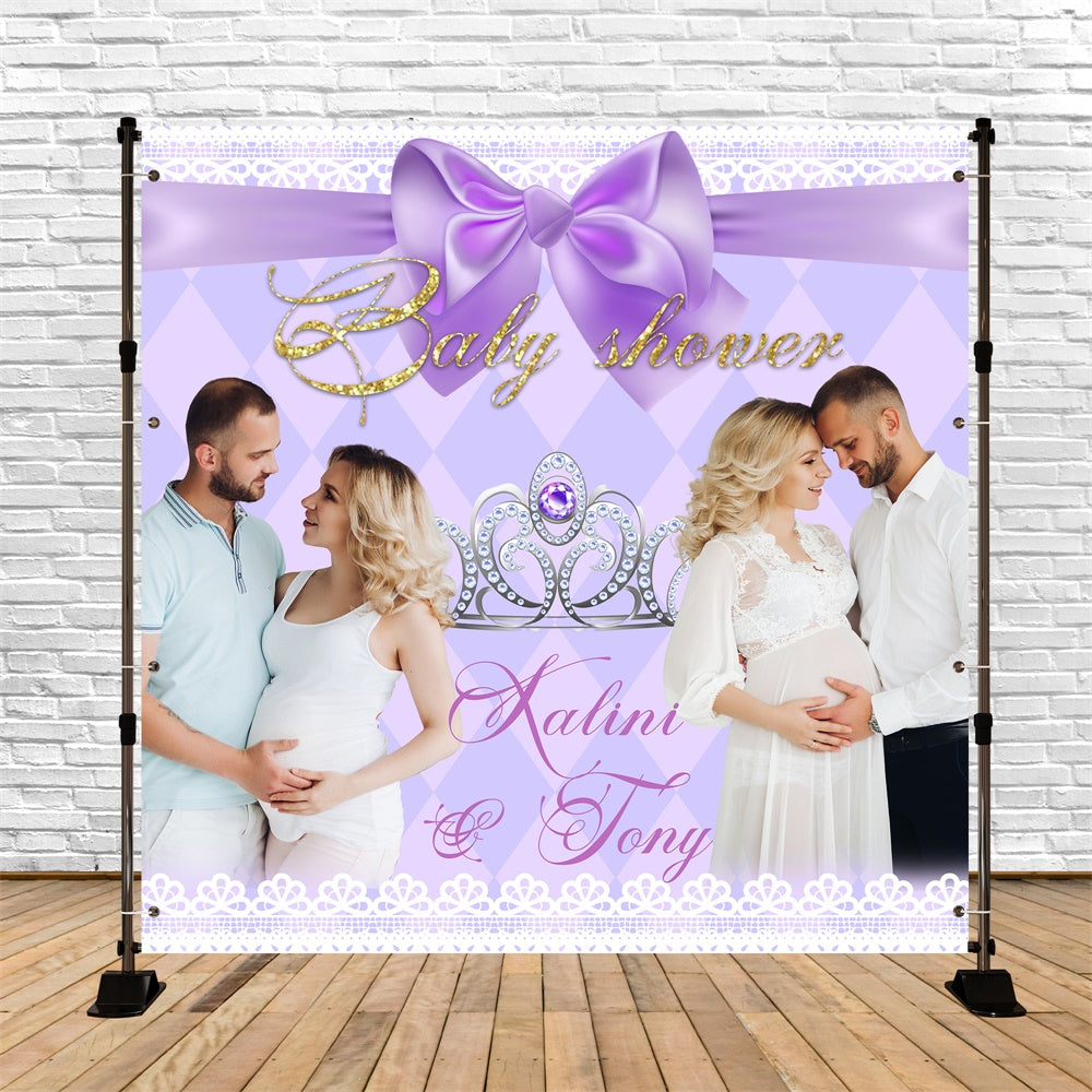 Baby Shower Backdrop Elegant Tiara Violet Personalized Backdrop UK BRP6-207