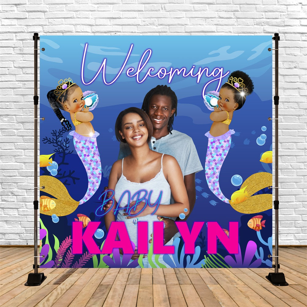 Under The Sea Baby Shower Mermaid Magic Personalized Backdrop UK BRP6-215