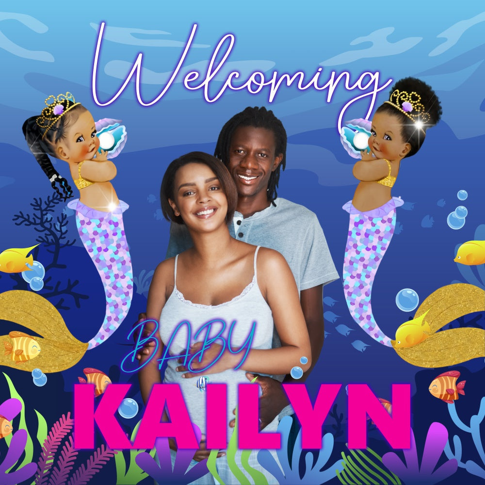 Under The Sea Baby Shower Mermaid Magic Personalized Backdrop UK BRP6-215