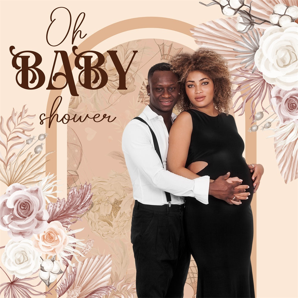 Boho Baby Shower Backdrop Boho Floral Soft Personalized Backdrop UK BRP6-220