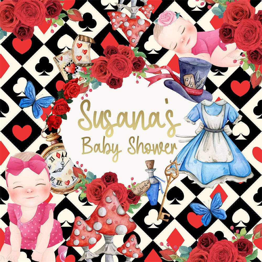 Baby Shower Backdrop Magical Cards Floral Customized Backdrop UK BRP6-224