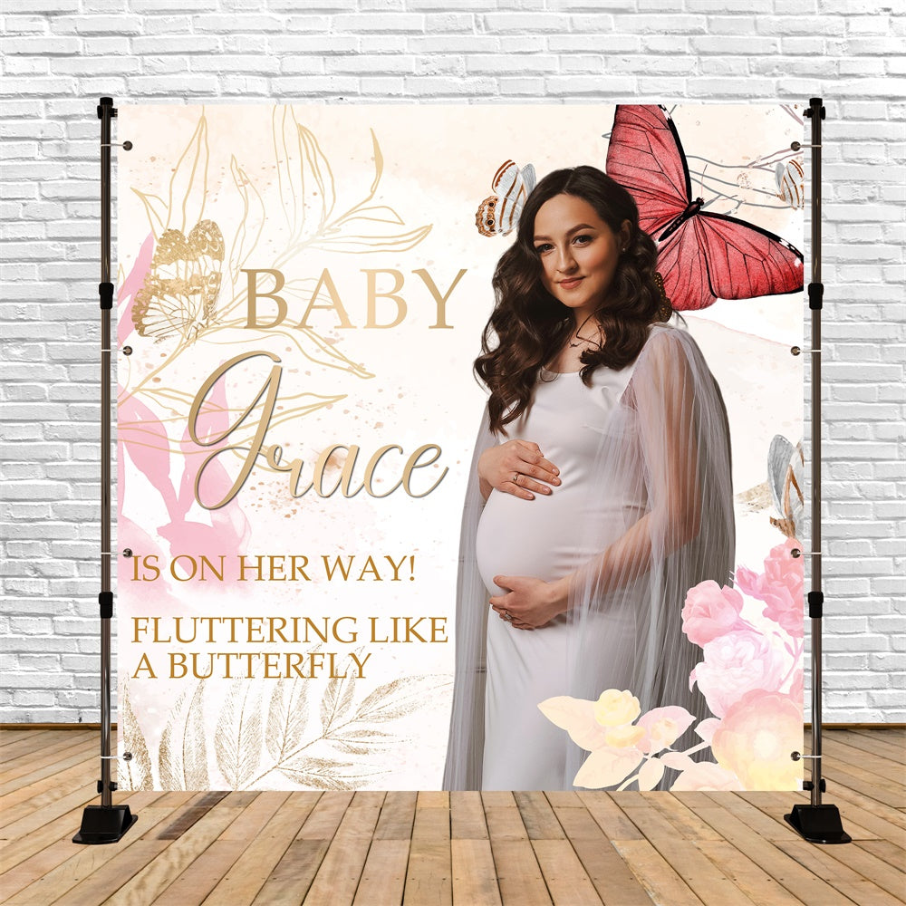 Backdrop For Baby Shower Butterfly Whispers Custom Backdrop UK BRP6-229