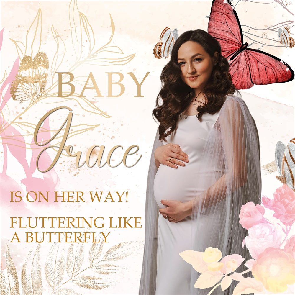 Backdrop For Baby Shower Butterfly Whispers Custom Backdrop UK BRP6-229