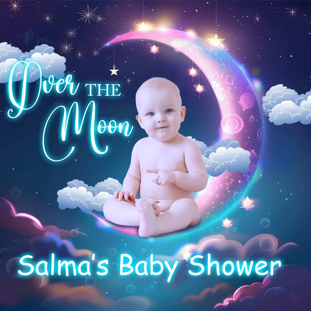 Baby Shower Backdrop Dreamy Night Moonlight Custom Backdrop UK BRP6-24