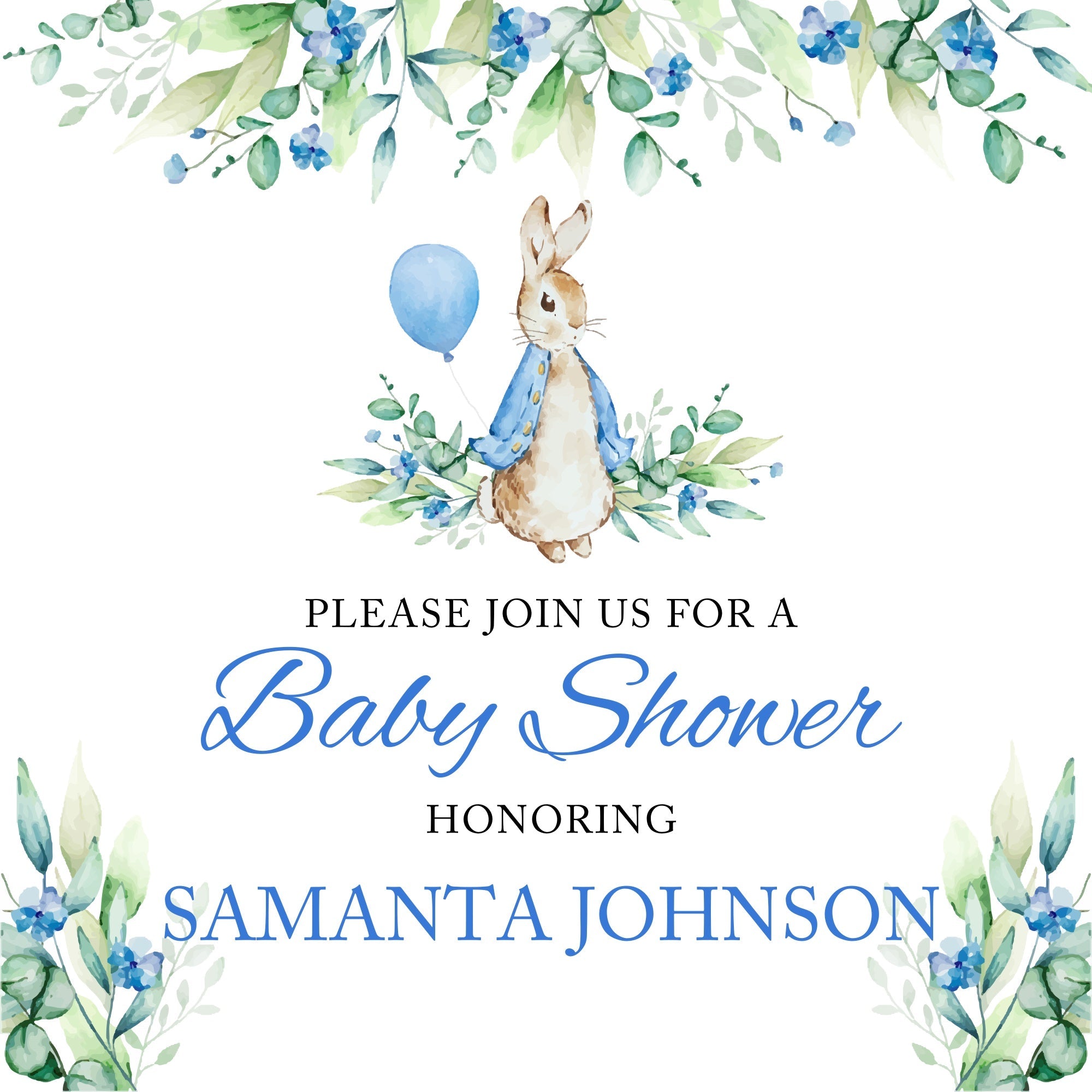 Baby Shower Backdrop Ideas Watercolor Rabbit Custom Backdrop UK BRP6-25