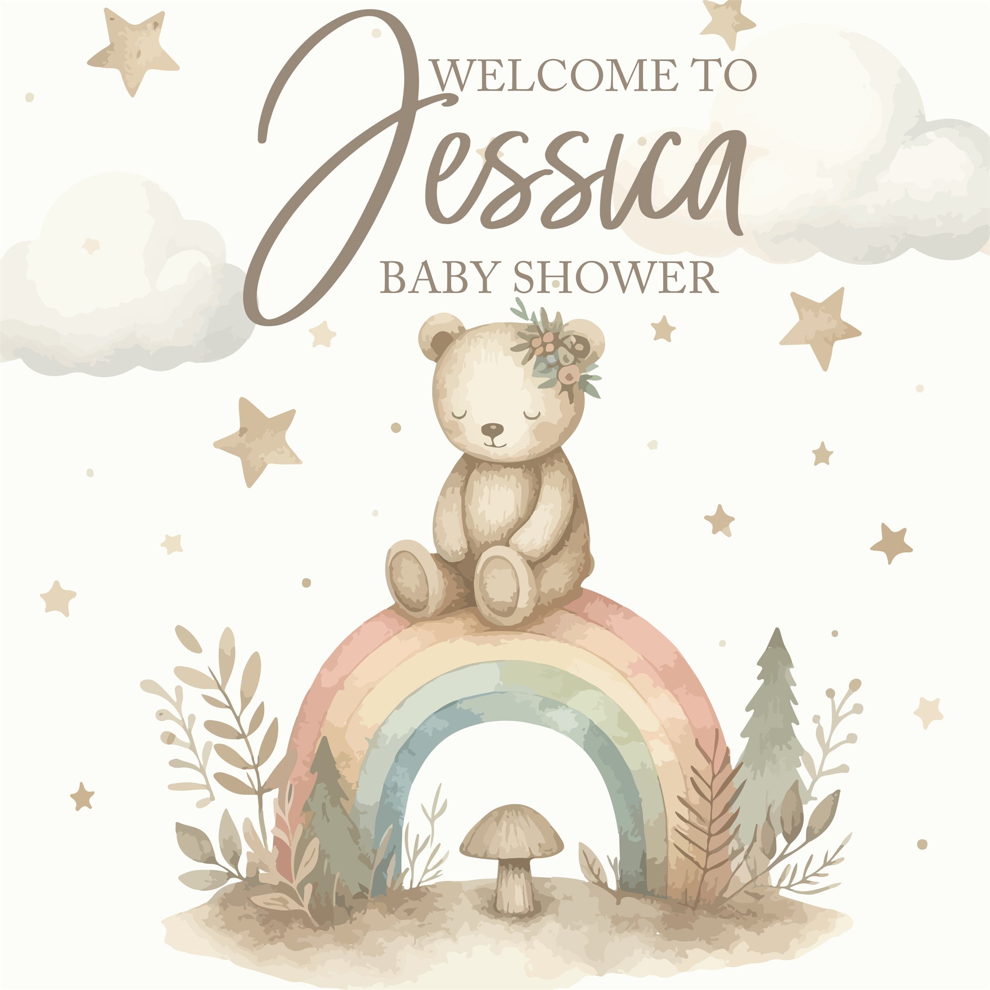 Backdrop For Baby Shower Little Bear Rainbow Custom Backdrop UK BRP6-26