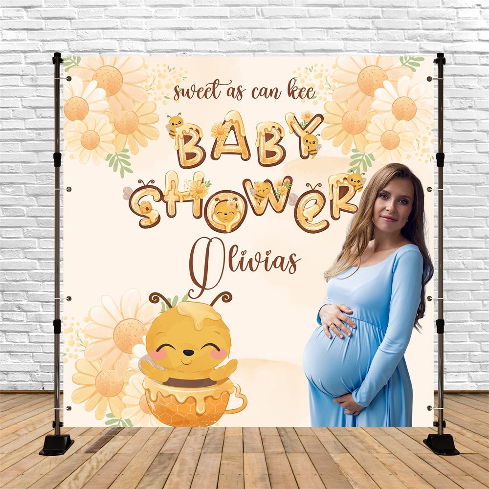 Baby Shower Backdrop Honey Bee Floral Personalized Backdrop UK BRP6-27