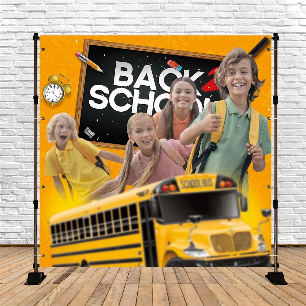 Back To School Photo Backdrop Joyful School Bus Custom Backdrop UK BRP6-29