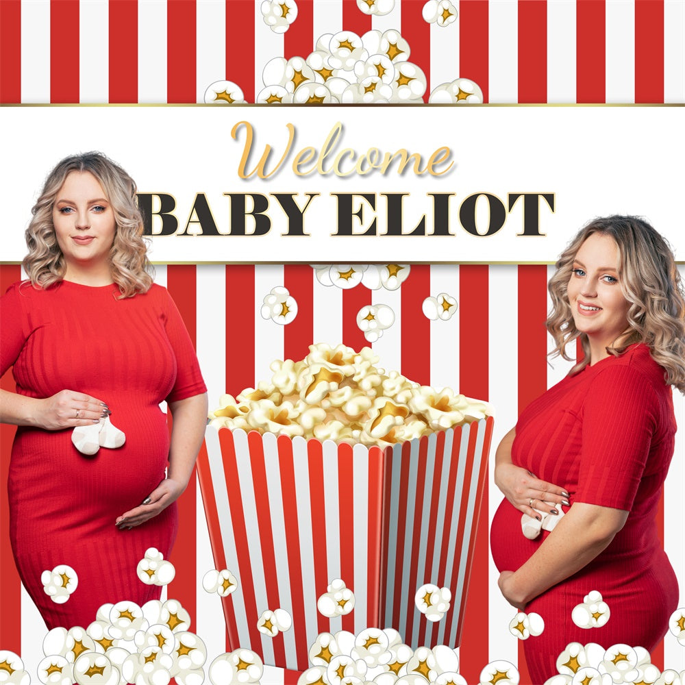 Baby Shower Photo Backdrop Popcorn Party Customized Backdrop UK BRP6-4