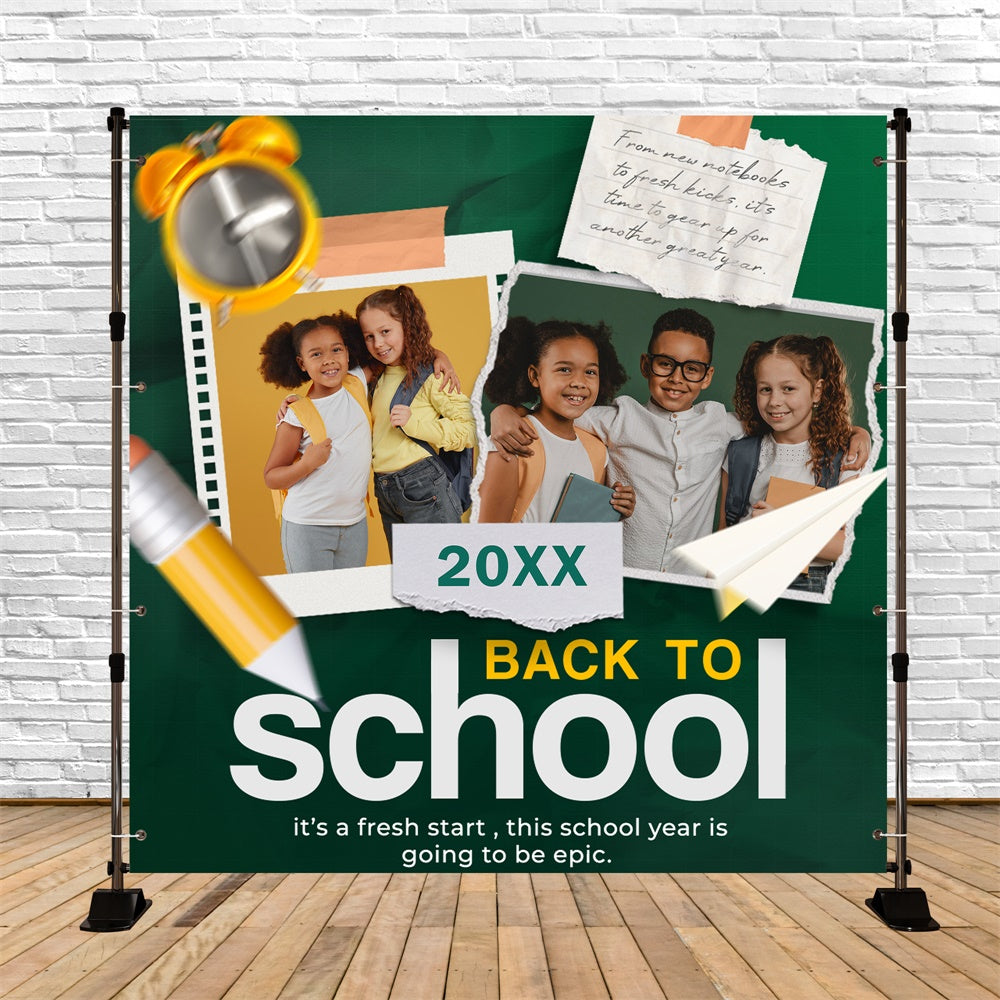 School Picture Backdrop Pencils Paper Plane Personalized Backdrop UK BRP6-48