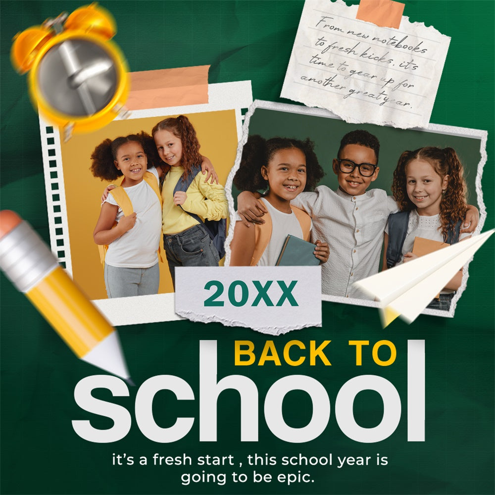 School Picture Backdrop Pencils Paper Plane Personalized Backdrop UK BRP6-48