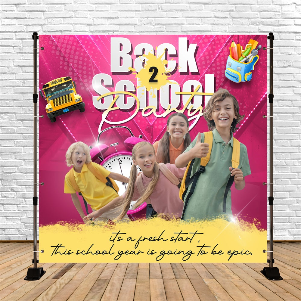 Back To School Photo Backdrop Happy Bus Ride Custom Backdrop UK BRP6-49