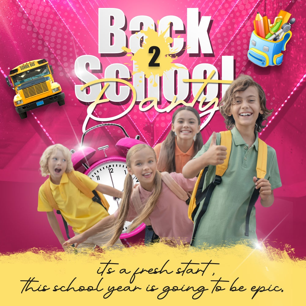 Back To School Photo Backdrop Happy Bus Ride Custom Backdrop UK BRP6-49