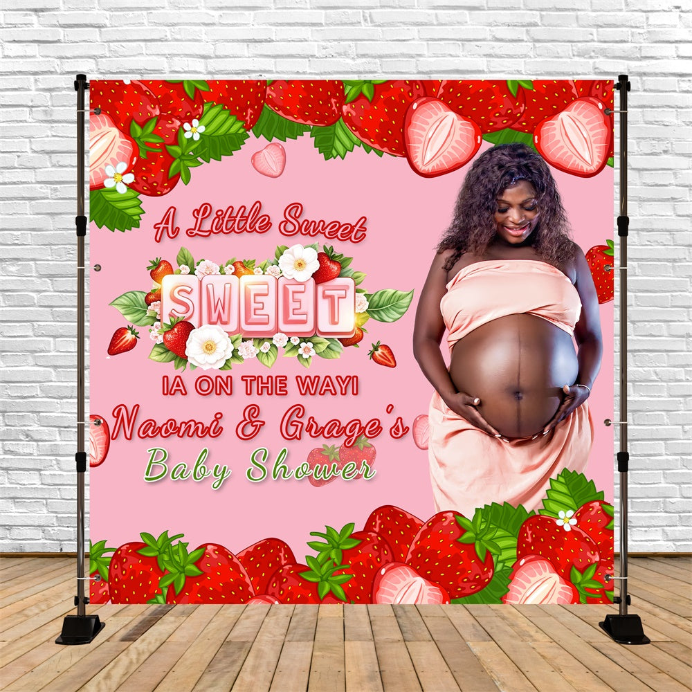 Custom Baby Shower Backdrop Dream Sweet Strawberry Backdrop UK BRP6-5
