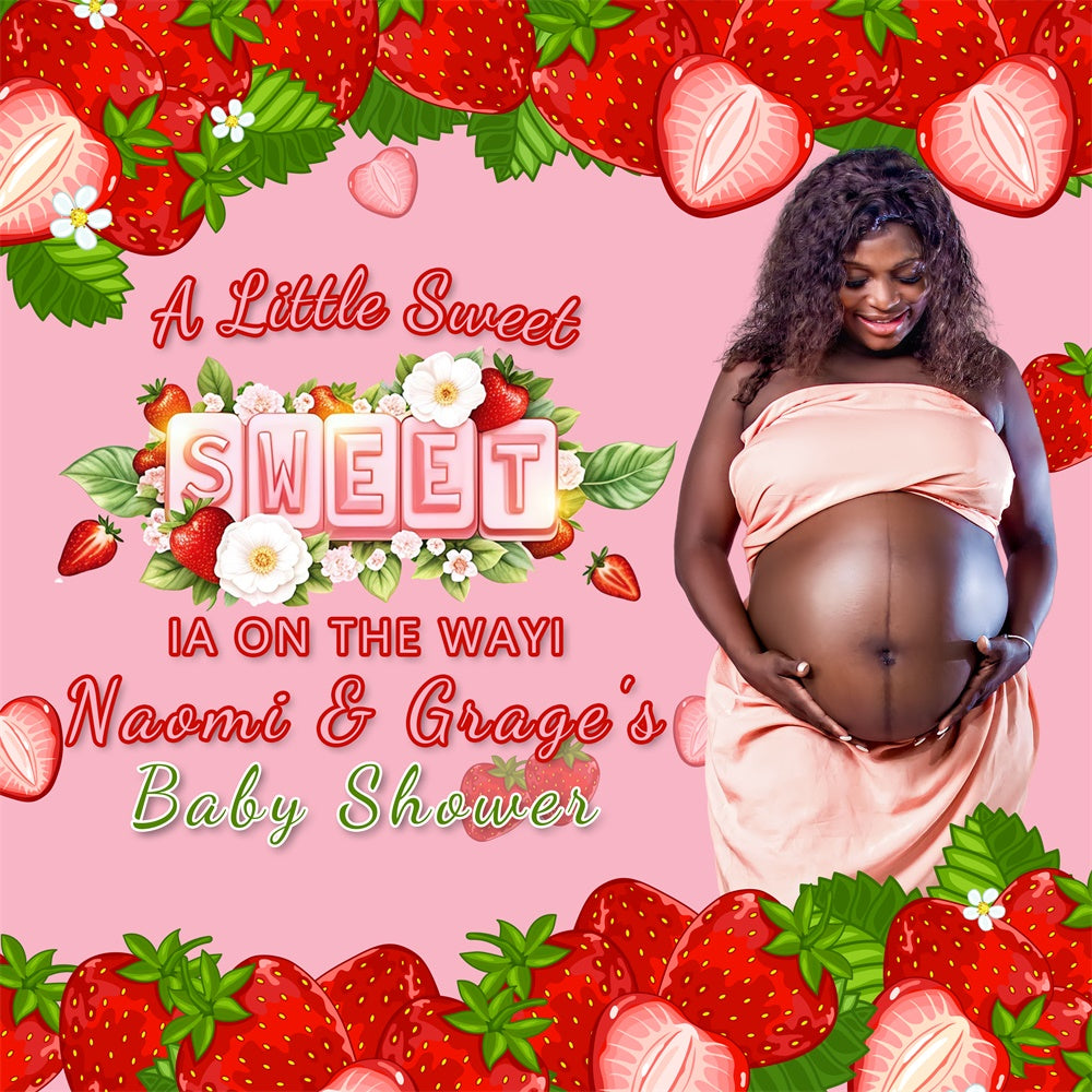 Custom Baby Shower Backdrop Dream Sweet Strawberry Backdrop UK BRP6-5