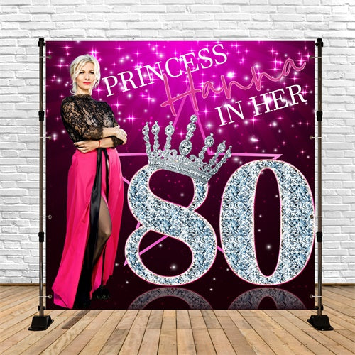80th Birthday Backdrop Diamond Reign Sparkle Custom Backdrop UK BRP6-52