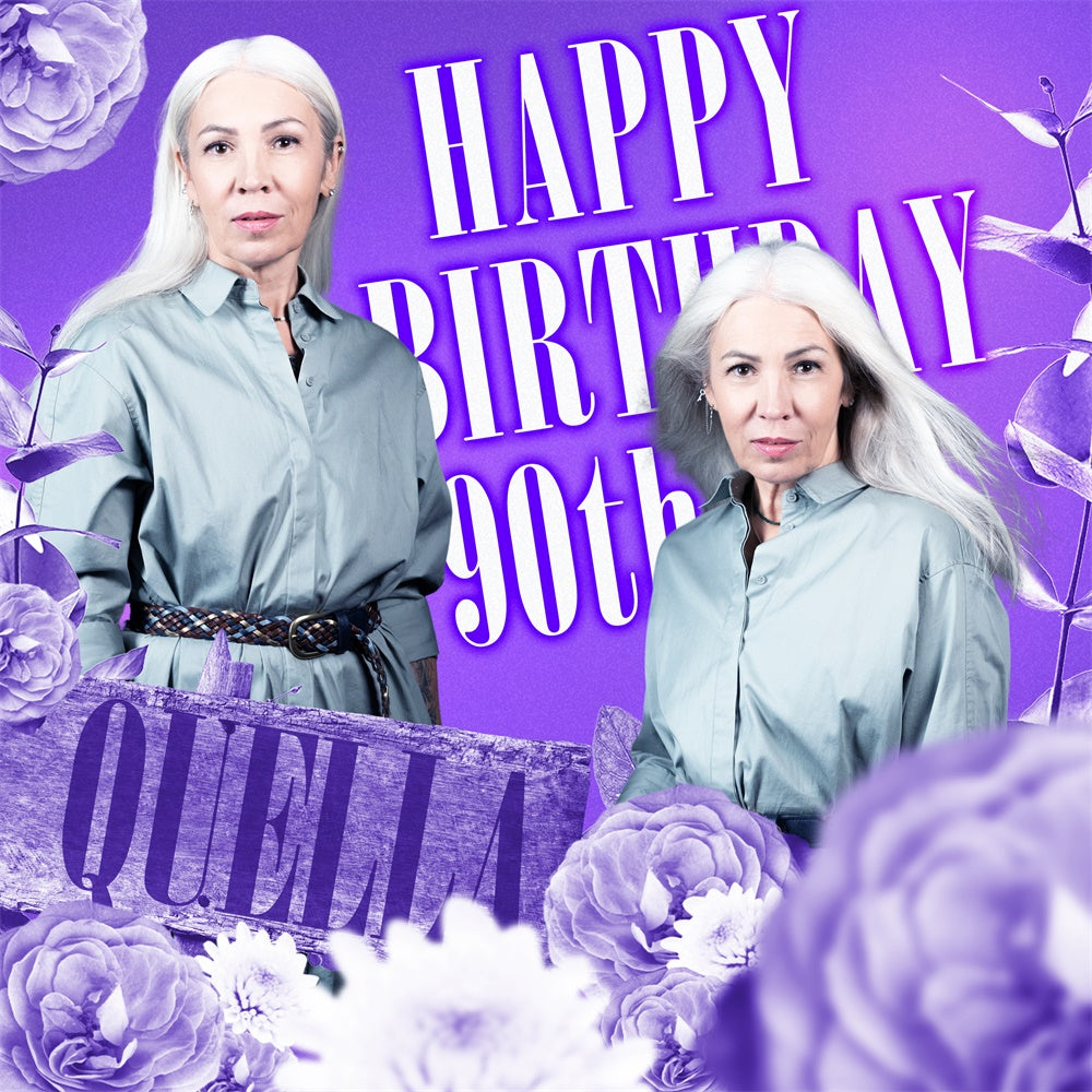 Personalized Birthday Backdrop Violet Grace 90th Backdrop UK BRP6-54