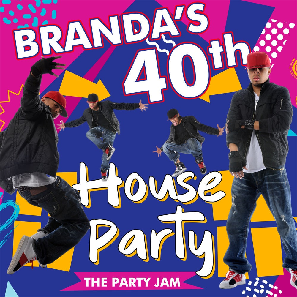 40th Birthday Backdrop Urban Vibes Bash Customized Backdrop UK BRP6-55