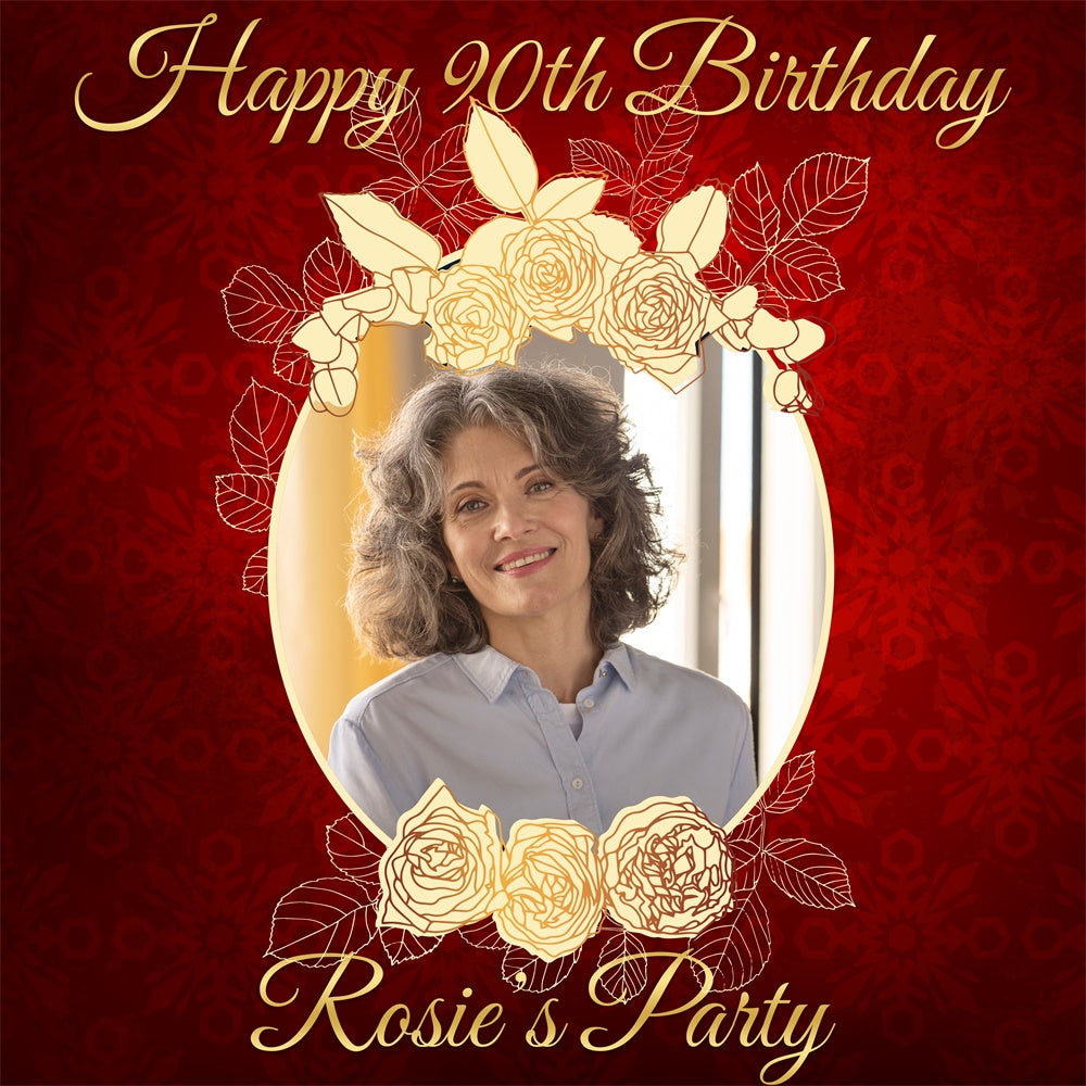 90th Birthday Photo Backdrop Golden Bloom Custom Backdrop UK BRP6-57