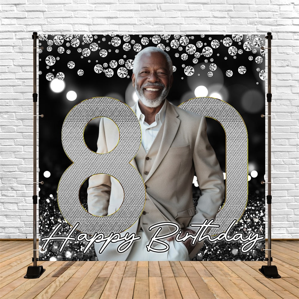 80th Birthday Backdrop Gentleman Sparkle Personalized Backdrop UK BRP6-58