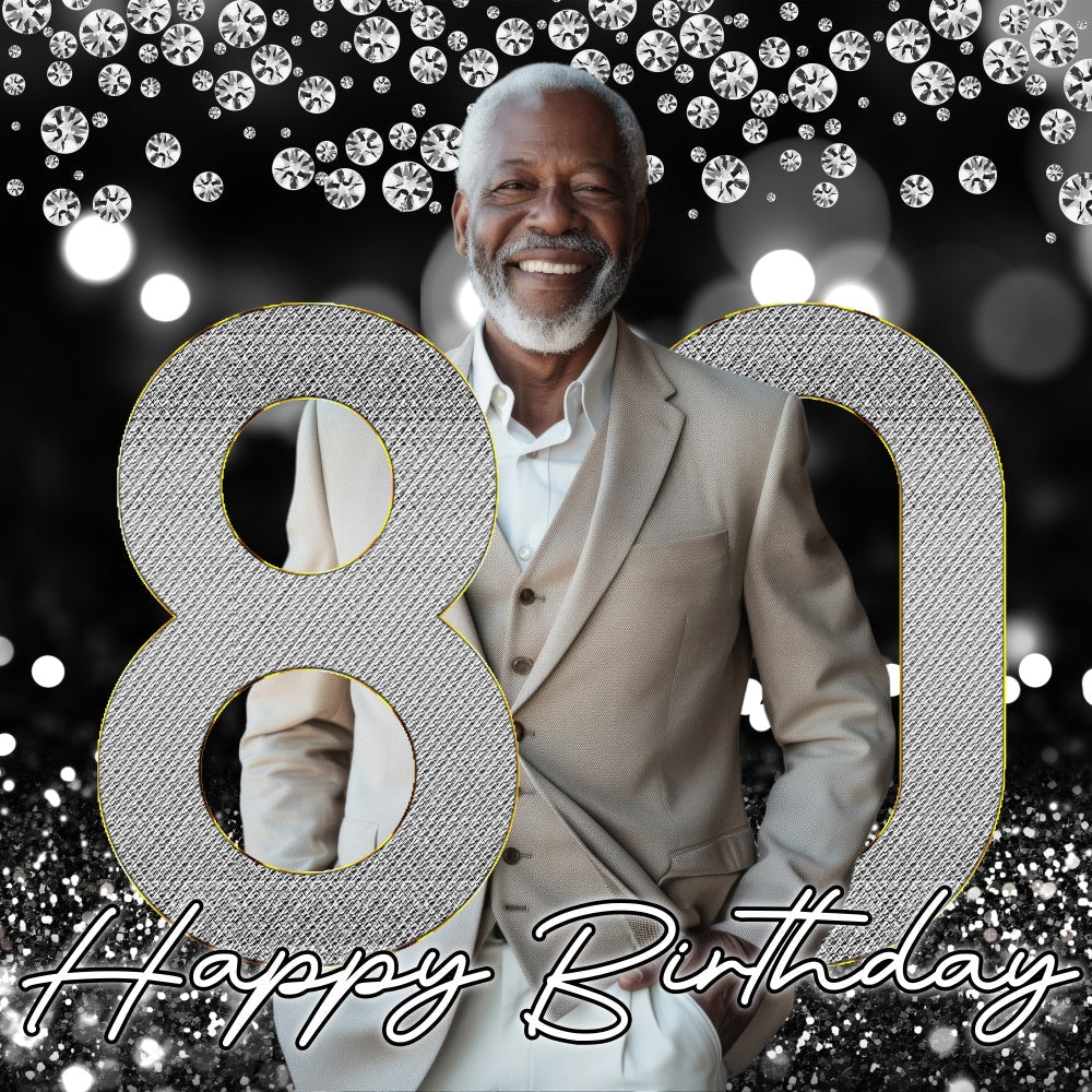 80th Birthday Backdrop Gentleman Sparkle Personalized Backdrop UK BRP6-58