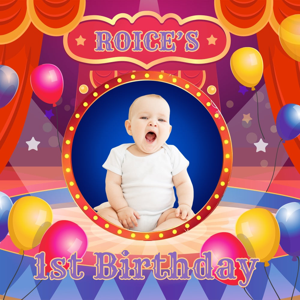 First Birthday Backdrop Circus Joy Personalized Backdrop UK BRP6-65