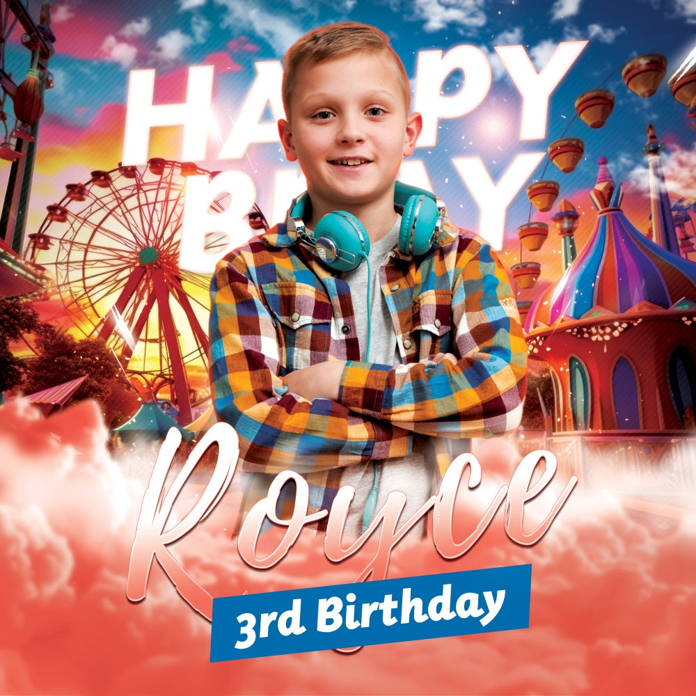 Customized Birthday Backdrop Ferris Wheel Fantasy Backdrop UK BRP6-66