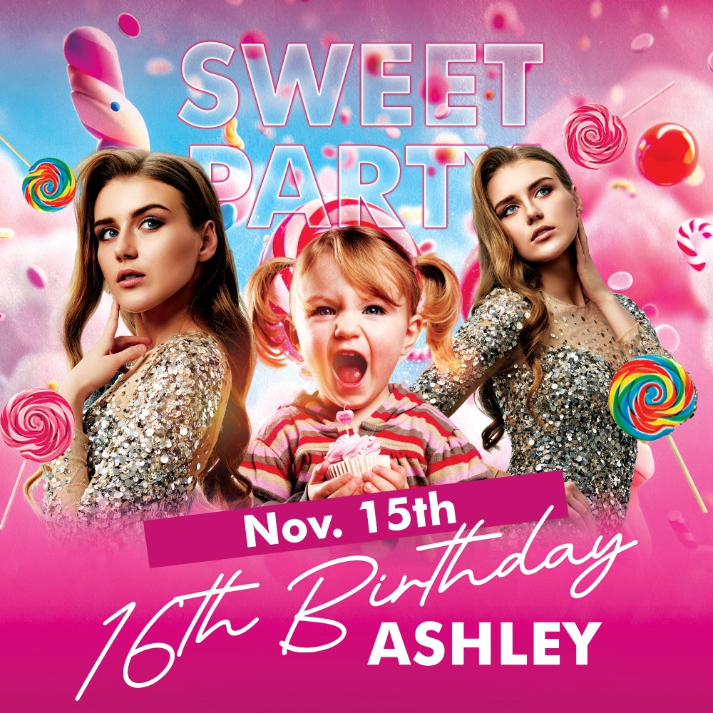 Personalized Backdrop For Birthday Sweet 16 Glow Backdrop UK BRP6-67