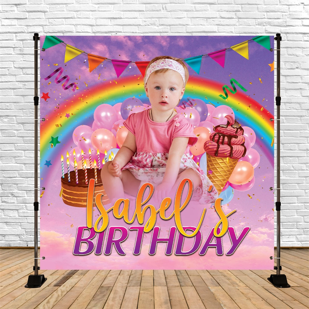 Custom Backdrop For Birthday Party Rainbow Delight Backdrop UK BRP6-68