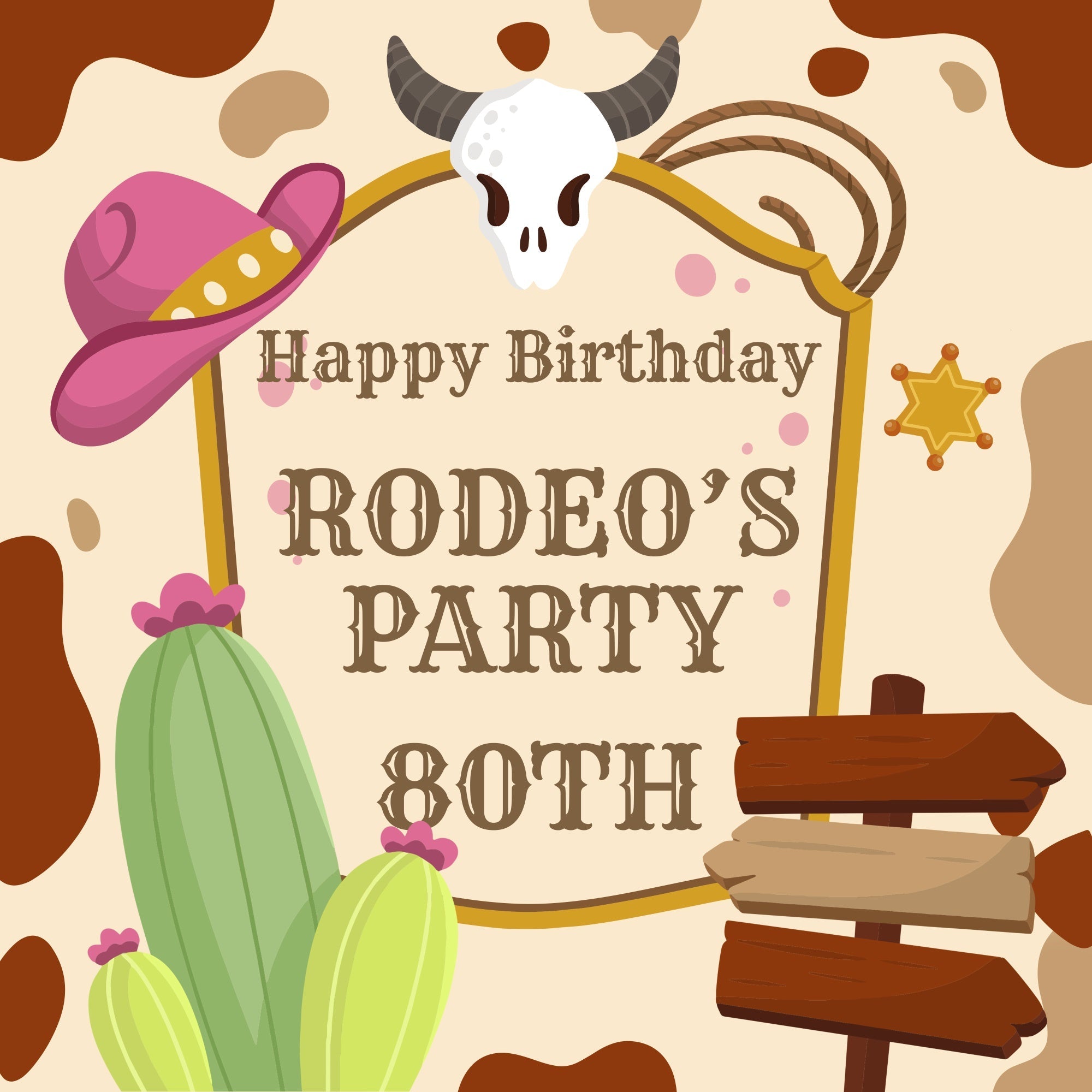 80th Birthday Backdrop Rodeo Bash Customized Backdrop UK BRP6-72