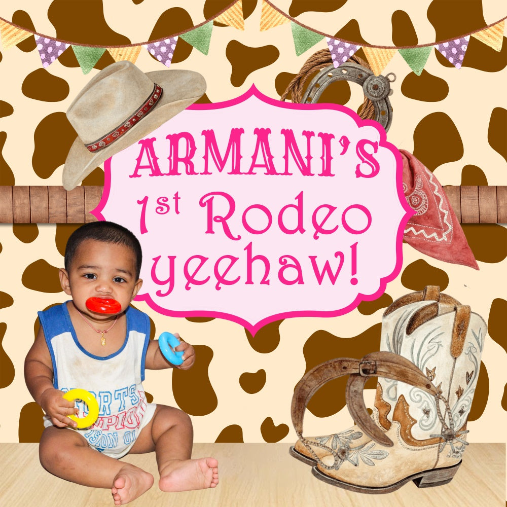 1st Birthday Backdrop Rodeo Cutie Personalized Backdrop UK BRP6-73