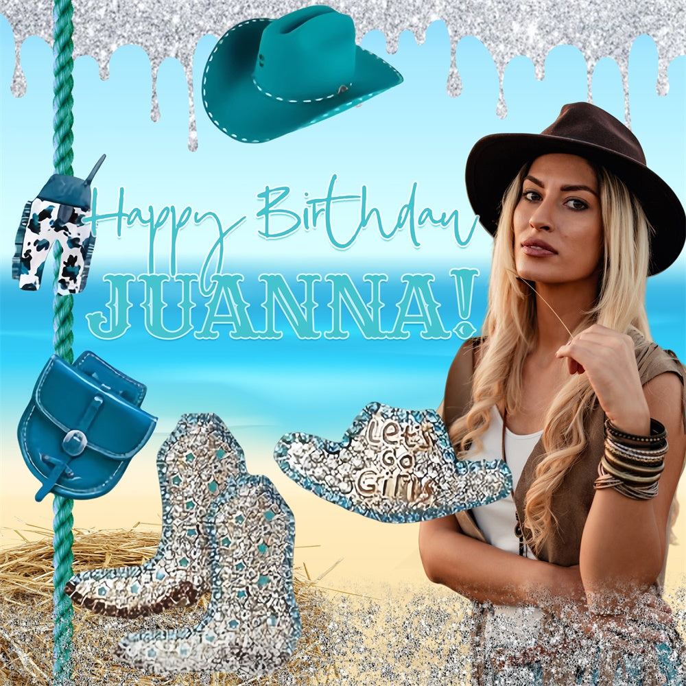 Backdrop For Birthday Party Glitter Rodeo Custom Backdrop UK BRP6-74