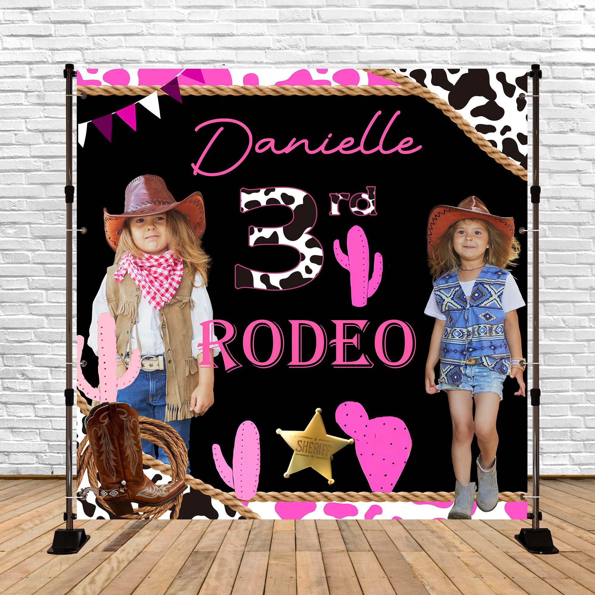 Customized Birthday Backdrop Cowgirl Rodeo Bash Backdrop UK BRP6-76