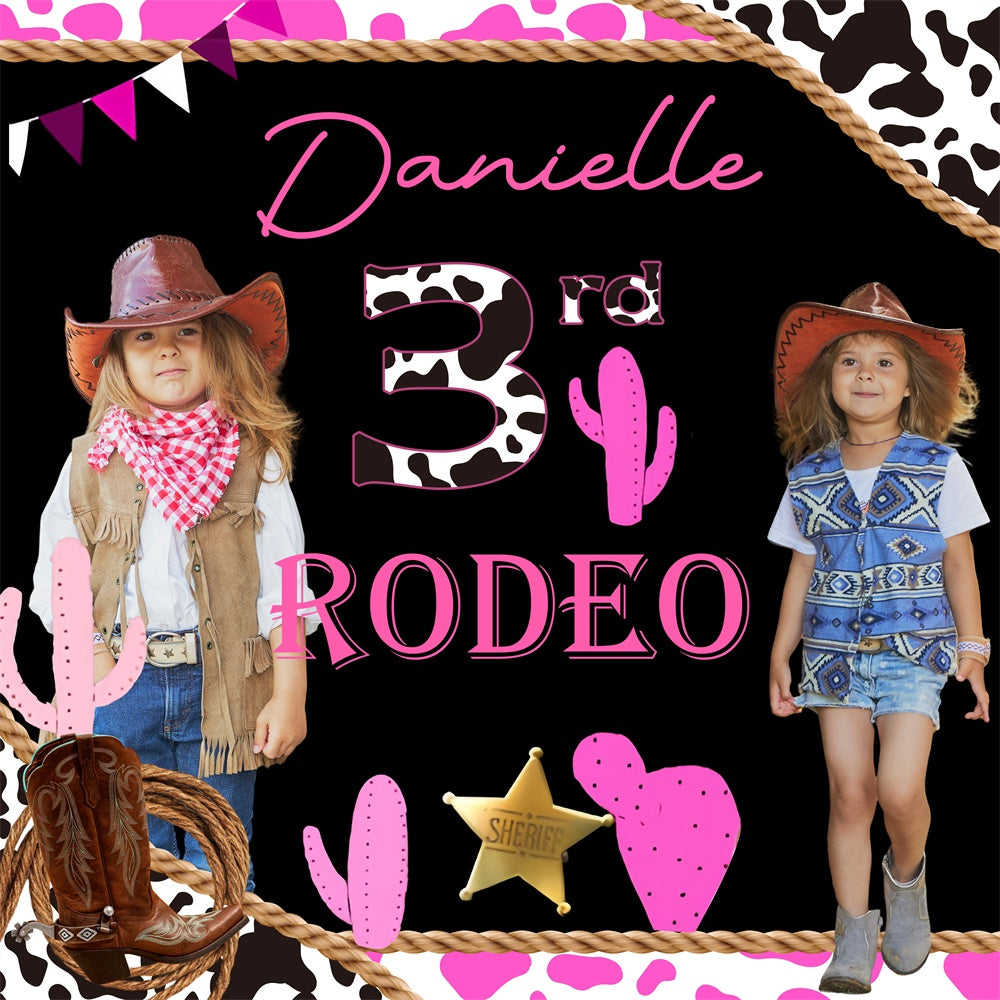 Customized Birthday Backdrop Cowgirl Rodeo Bash Backdrop UK BRP6-76