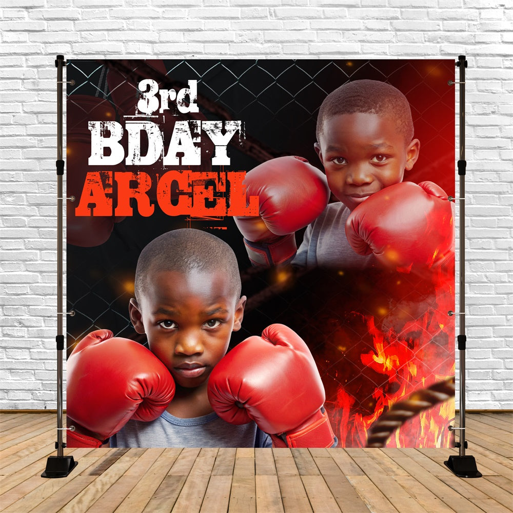 Personalized Birthday Backdrop Red Gloves Boxing Backdrop UK BRP6-79