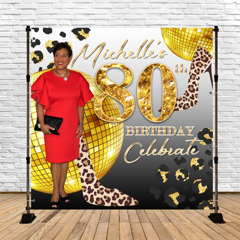 80th Birthday Backdrop Leopard Queen Personalized Backdrop UK BRP6-89