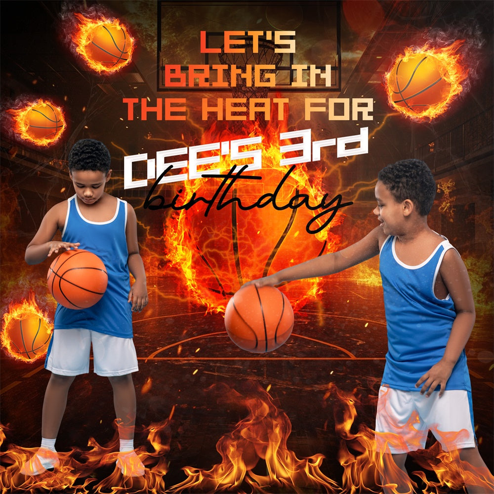 Customized Birthday Backdrop Basketball Blaze Bash Backdrop UK BRP6-90