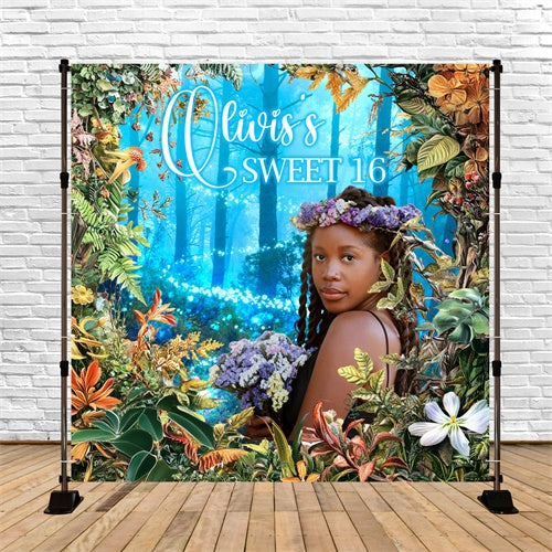 Custom Birthday Backdrops Enchanted Forest Sweet 16 Backdrop UK BRP6-95