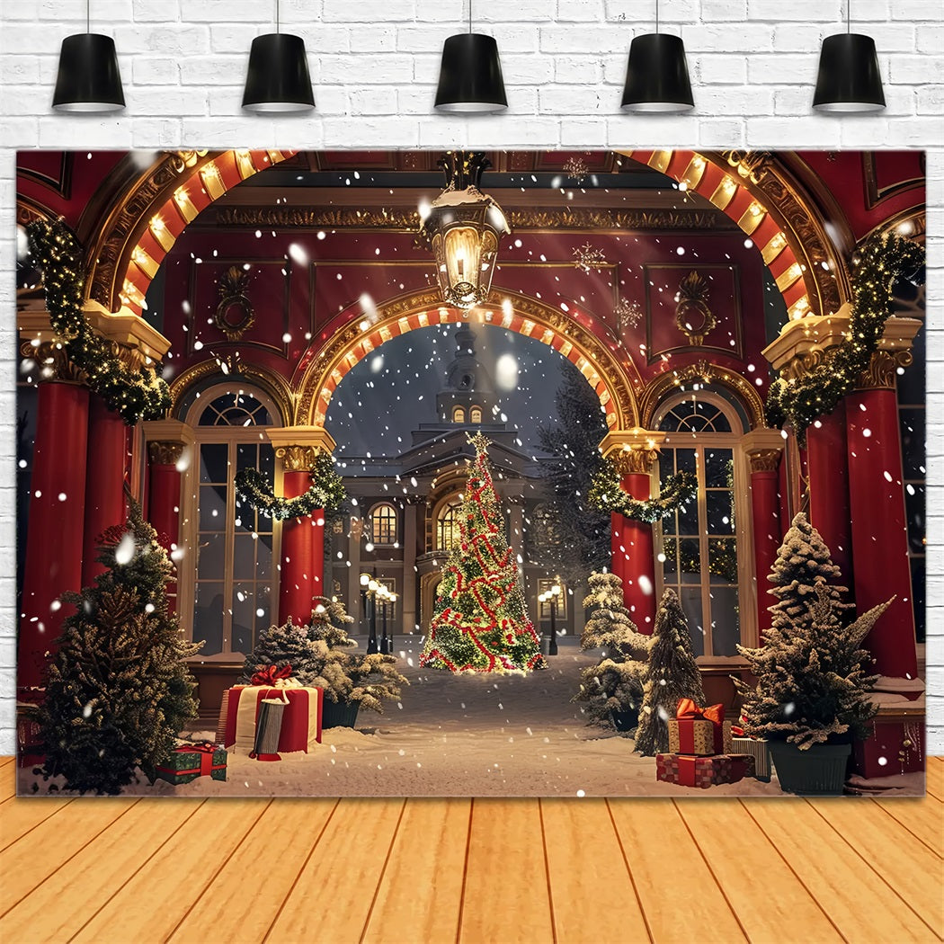 Christmas Elegant Archway Snowfall Backdrop UK BRP7-231