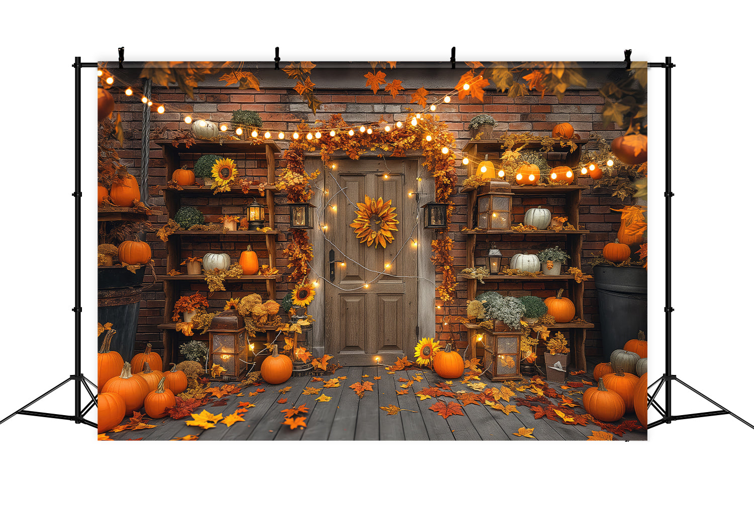 Door Pumpkin Leaves Lamp Autumn Backdrop UK BRP7-90