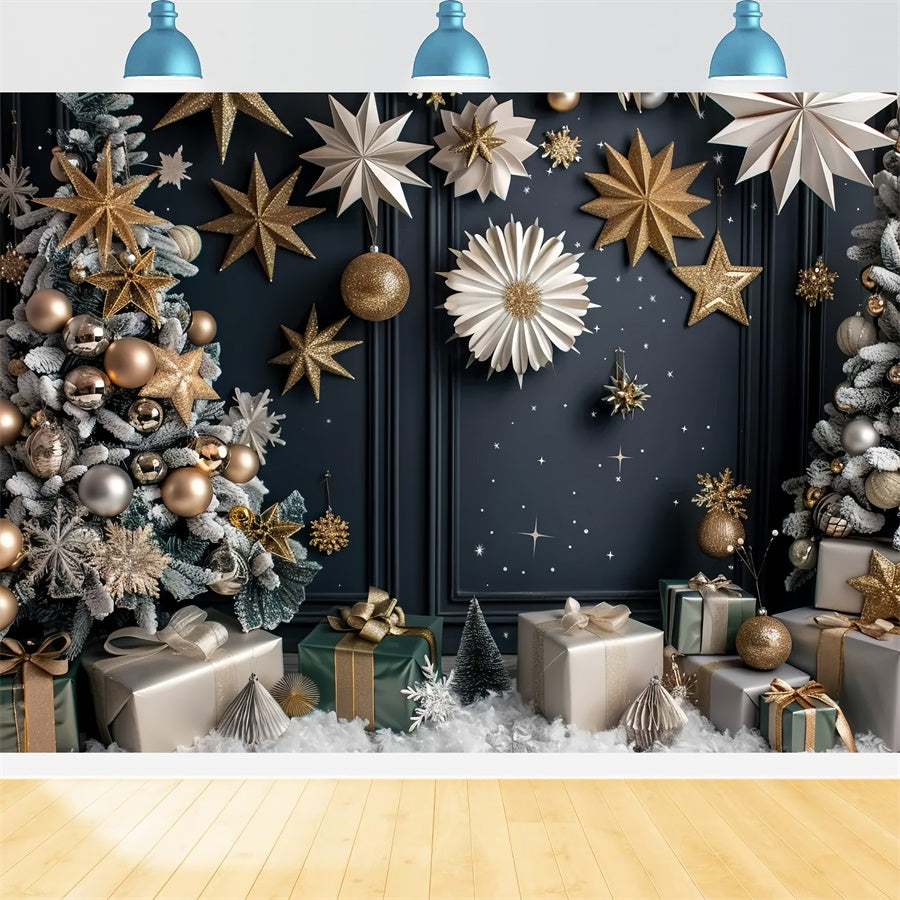 Christmas Tree and Golden Ornaments Backdrop UK BRP8-12