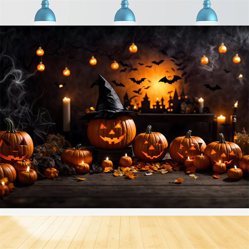 Halloween Witch Pumpkins and Candlelight Magic Backdrop UK BRP8-210